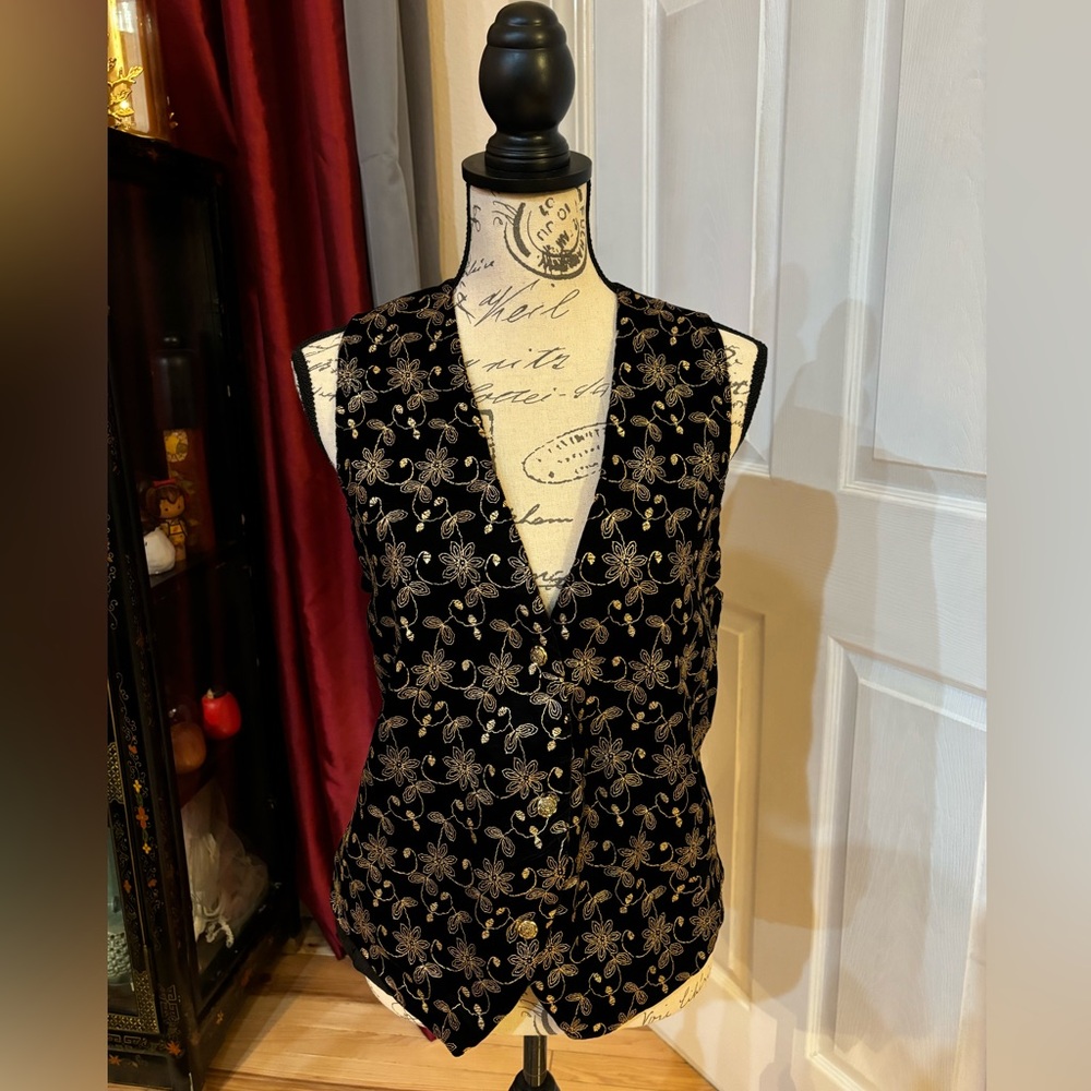 Vintage 1990’s Anchor Blue Floral Embroidered Vest